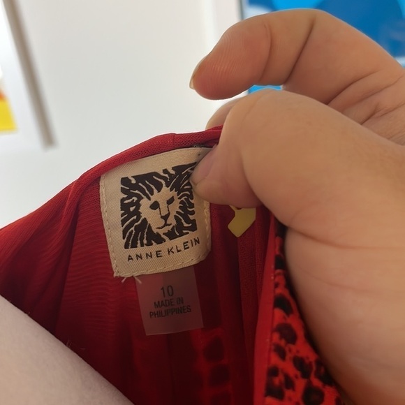 ANNE KLEIN Red snake medi long sleeve dress - Picture 6 of 7